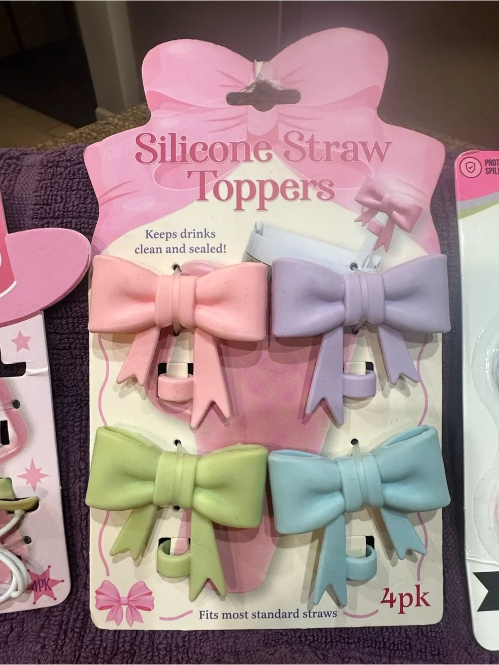 Silicone Bow, Flower Straw Toppers, and Cowboy hats. 11 total. All brand new